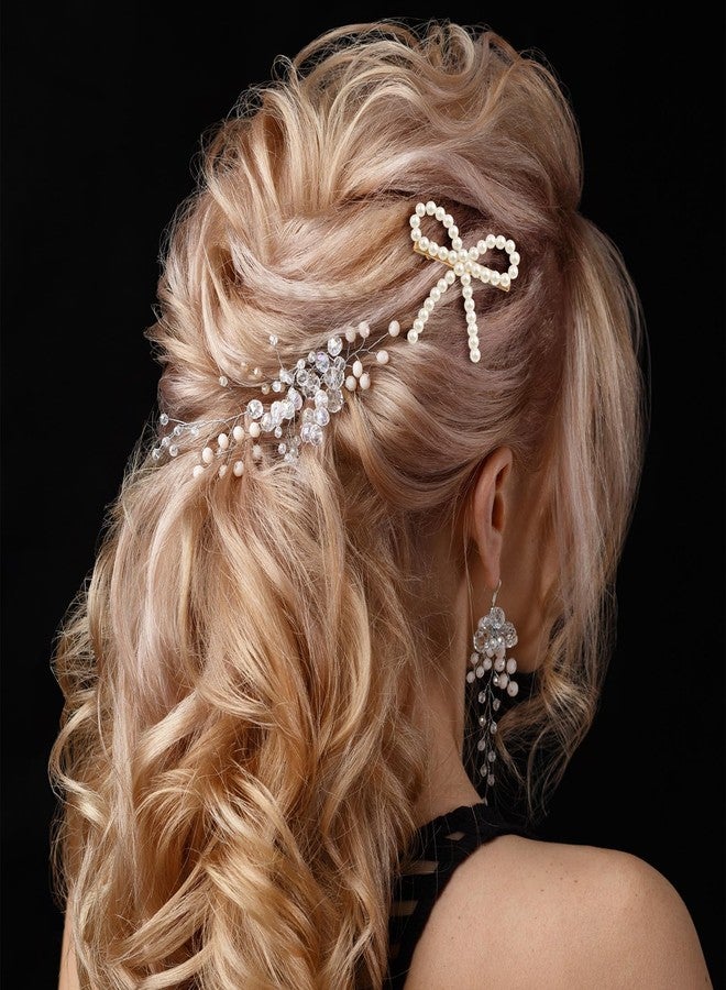 Larrel 4 Pcs Pearl Bow Hair Clips, Elegant Bowknot Clips with Pearls Exquisite Pearl Hair Accessories for Women Girls Daily Use, Perfect Gifts for Weddings Brides Birthdays - Image 4